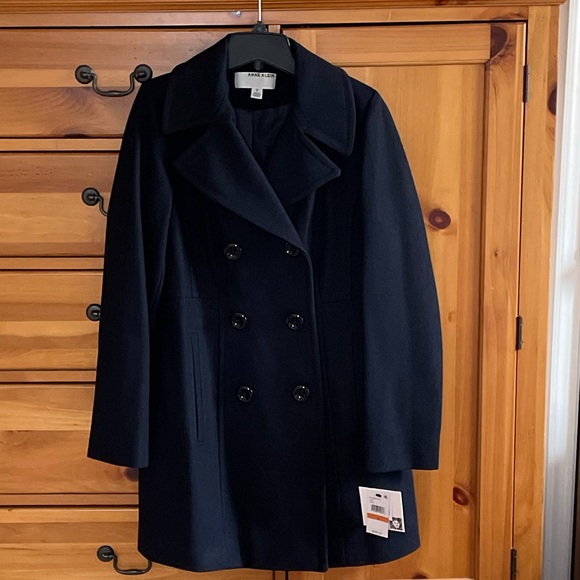 NWT, Size S, Navy, Anne Klein Pea Coat - Picture 1 of 6
